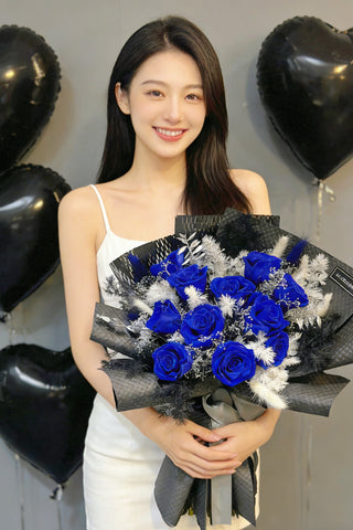 高貴美人 寶藍1 1 枝保鮮玫瑰花束｜保鮮花 永生花生日花束 blue Preserved Flower Bouquet