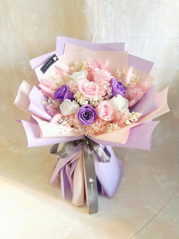 (情人節預訂) 浪漫情人節9 枝保鮮玫瑰花束｜保鮮花 永生花生日花束 Preserved Flower Bouquet