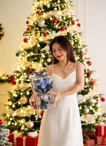 *迷你*版天長地久9枝藍色保鮮玫瑰花束  永生花 Le Petit Forever Love Preserved Blue Rose  Flower Bouquet