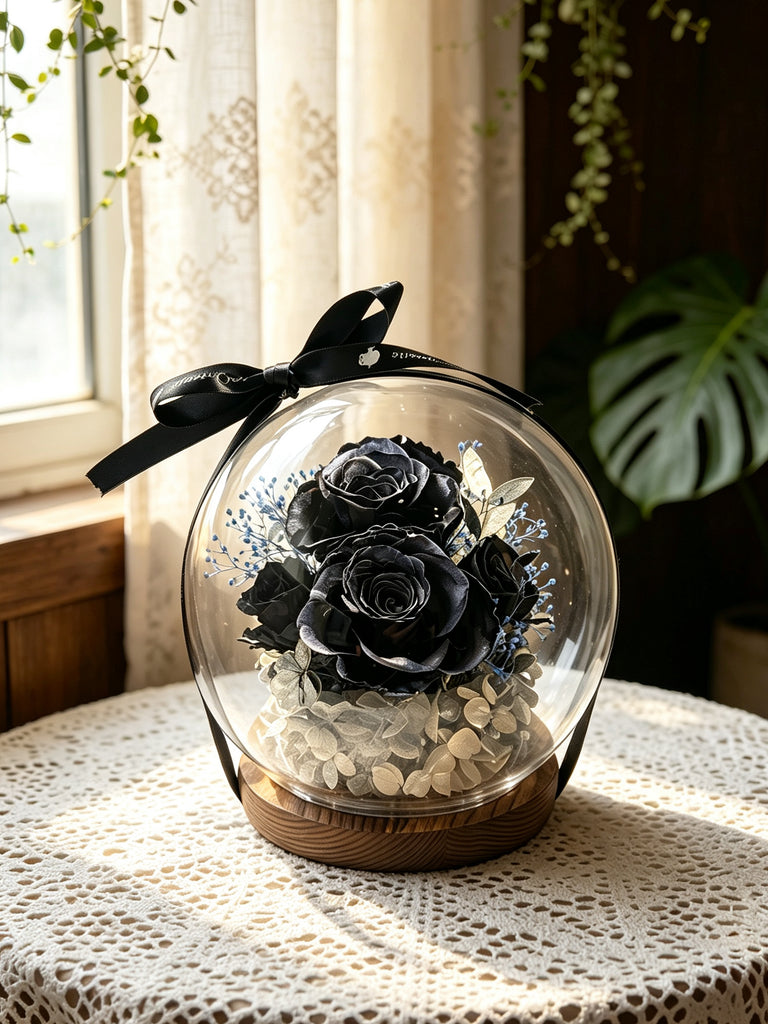 戀愛行星水晶球 保鮮花 永生花 玻璃罩 花瓶 擺設 Forever  Lovers Preserved Flowers