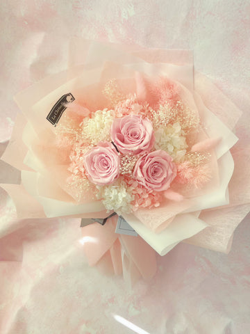 (情人節預訂）我愛你系列- 三枝粉紅保鮮玫瑰花束 永生花 I Love You Preserved Roses Bouquet