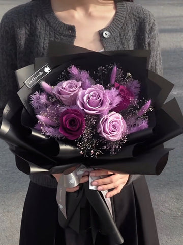 5 枝紫色 保鮮玫瑰花束｜保鮮花 永生花生日花束 5 Purple roses Bouquet