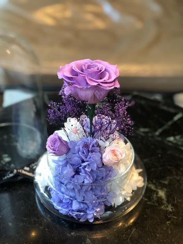 （情人節預訂) 紫玫瑰花園保鮮花禮 永生花 La Romance in Purple Preserved Flowers