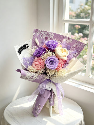 偉大媽媽-母親節康乃馨玫瑰花保鮮花束 Mother’s Day Preserved Bouquet