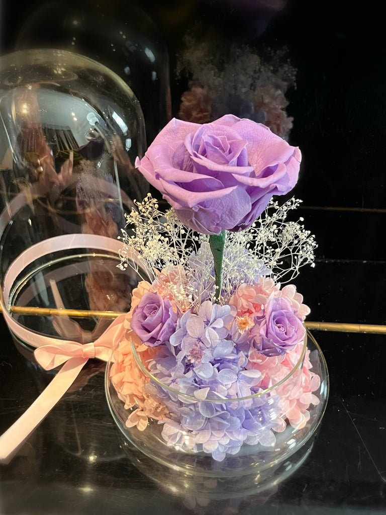 (情人節預訂) 浪漫愛情紫玫瑰花園保鮮花禮 永生花 La Romance in Purple Preserved Flowers