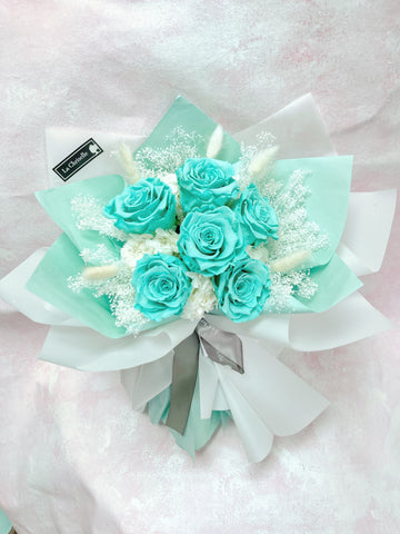 Tiffany Blue 天長地久6枝，保鮮玫瑰花永生花束  生日求婚花束Tiffany Blue Love Preserved Roses Bouquet