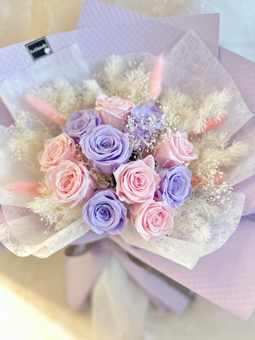 甜甜蜜蜜 11枝漸變色保鮮玫瑰花束｜保鮮花 永生花生日花束