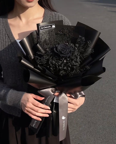 黑之呼吸-黑色保鮮玫瑰保鮮花束  永生花束All Black Preserved Rose Bouquet