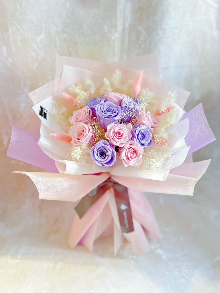 (情人節預訂) 11 枝保鮮玫瑰花束｜保鮮花 永生花生日花束