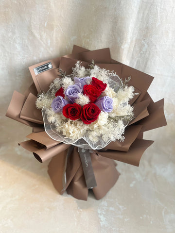 地久天長 9枝保鮮玫瑰花束｜保鮮花 永生花生日花束  preserved flower bouquet