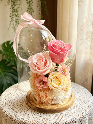 （現貨)浪漫三生三世 保鮮花禮  永生花 玻璃罩 花瓶 擺設  Preserved Flowers
