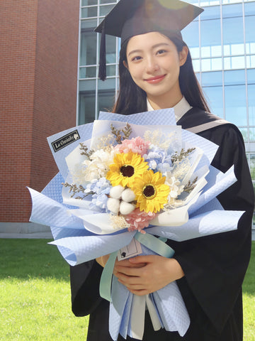 畢業花束系列—仲夏畢業襥 太陽花 玫瑰花 乾燥花束