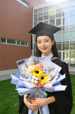 畢業花束系列—仲夏畢業襥 太陽花 玫瑰花 乾燥花束