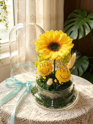 太陽下的笑臉 保鮮花禮  永生花 玻璃罩 花瓶 擺設  Happy Faces under  The Sun Preserved Flowers