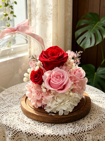 (有現貨）熱戀中之水晶球 保鮮花 永生花 玻璃罩 花瓶 擺設  Passionate Lovers Crystal Ball Preserved Flowers