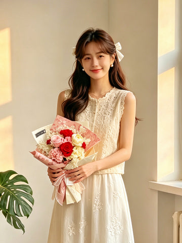 愛美媽媽-母親節康乃馨玫瑰花保鮮花束 Mother’s Day Preserved Bouquet