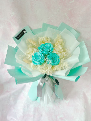 Tiffany Blue 三枝保鮮瑰花束 永生花  Tiffany Blue color Preserved Rose Bouquet