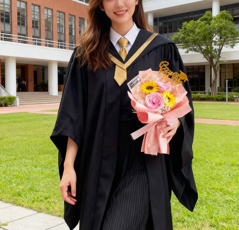 （番梘花) 小花束粉紅色-畢業花束系列—太陽花 玫瑰花 乾燥花束