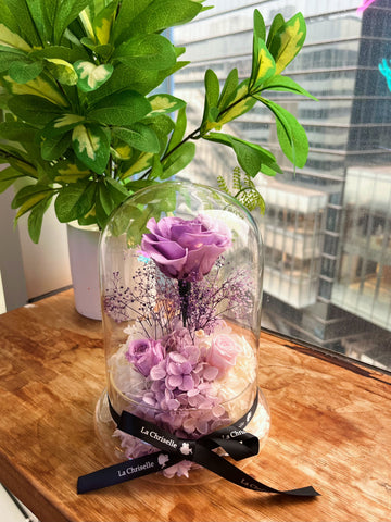（情人節預訂) 紫玫瑰花園保鮮花禮 永生花 La Romance in Purple Preserved Flowers