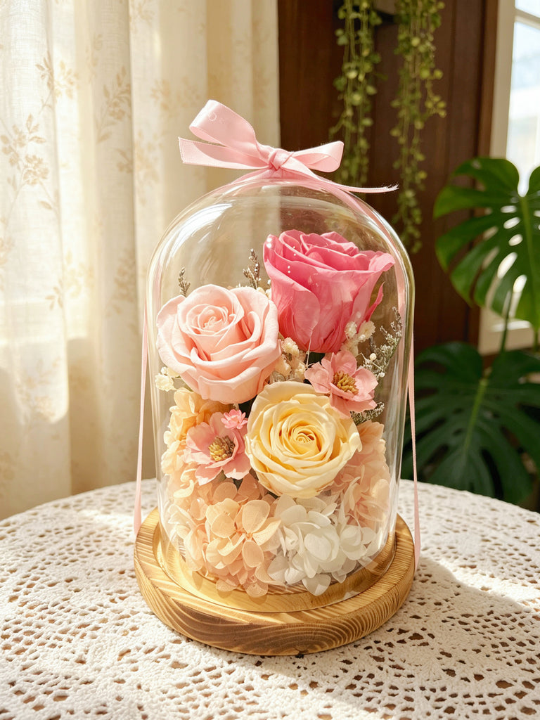 （現貨)浪漫三生三世 保鮮花禮  永生花 玻璃罩 花瓶 擺設  Preserved Flowers