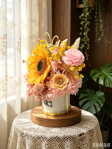 向日葵太陽花保鮮花 永生花 瓶Sun Flower   Preserved Flower vase