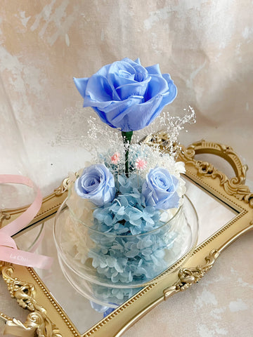 (情人節預訂）藍藍天空玫瑰花園保鮮花 Romance in Blue   Preserved Flowers