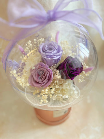 夢幻系-紫色告白氣球花束 生日求婚花桶保鮮花 永生花桶 Love Balloon Preserved Roses Bucket