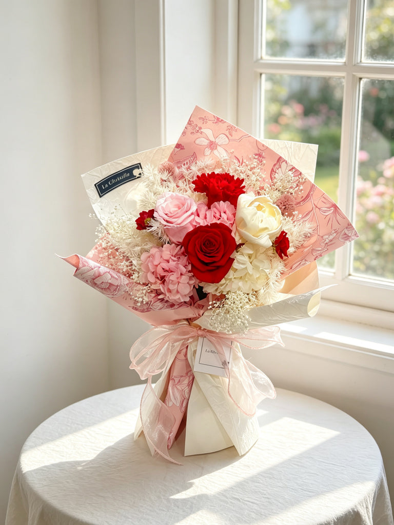 愛美媽媽-母親節康乃馨玫瑰花保鮮花束 Mother’s Day Preserved Bouquet