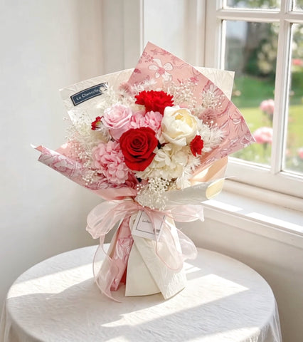 愛美媽媽-母親節康乃馨玫瑰花保鮮花束 Mother’s Day Preserved Bouquet