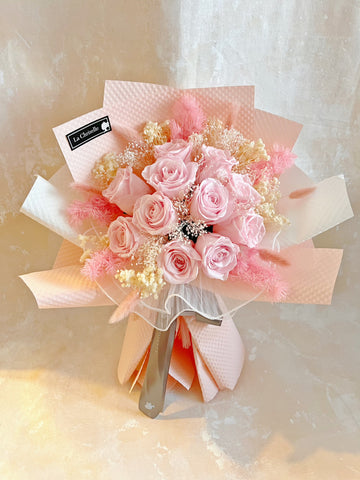 11 枝粉紅色保鮮玫瑰花束｜保鮮花 永生花生日花束 11 Pink Rose Preserved Flower Bouquet
