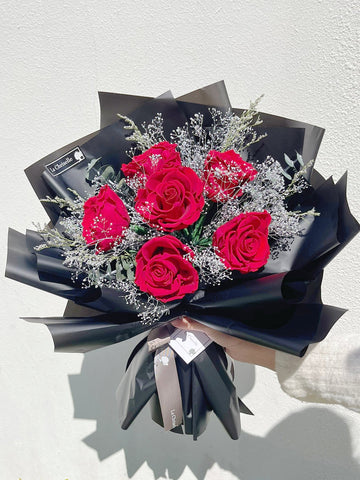 (情人節預訂）無盡的愛6 枝紅色保鮮玫瑰花束 Forever Love Preserved Rose  Flower Bouquet