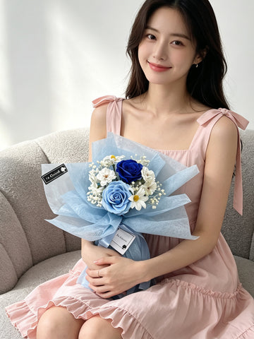 (番梘花)畢業花束系列— 藍之天使 玫瑰花  太陽花 中學畢業花束 大學畢業花束 幼稚園畢業花束 小學畢業花束