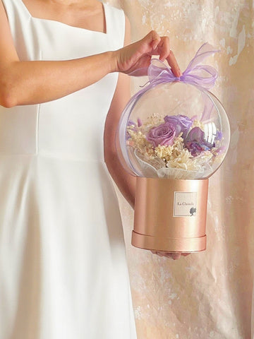 夢幻系-紫色告白氣球花束 生日求婚花桶保鮮花 永生花桶 Love Balloon Preserved Roses Bucket