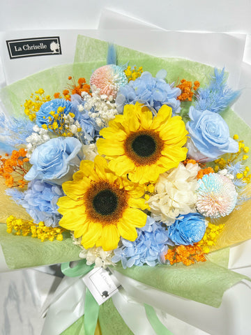 (保鮮花）陽光 派對向日葵 + 玫瑰花 畢業花束 中學 小學 幼稚園 大學畢業 律師admission 花