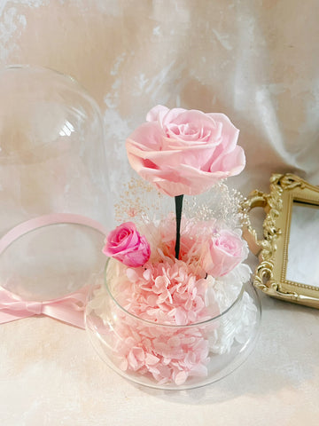 （情人節預訂）粉紅玫瑰花園保鮮花永生花禮 La Romance in Pink  Preserved Flowers