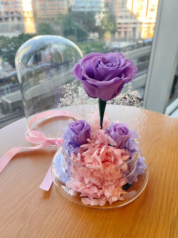 (情人節預訂) 浪漫愛情紫玫瑰花園保鮮花禮 永生花 La Romance in Purple Preserved Flowers