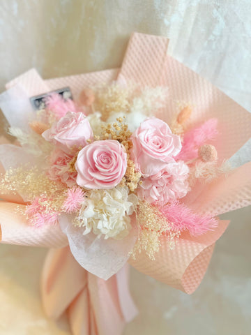 我愛你3 枝粉紅色保鮮玫瑰花束｜保鮮花 永生花生日花束 3 Preserved Rose Bouquet