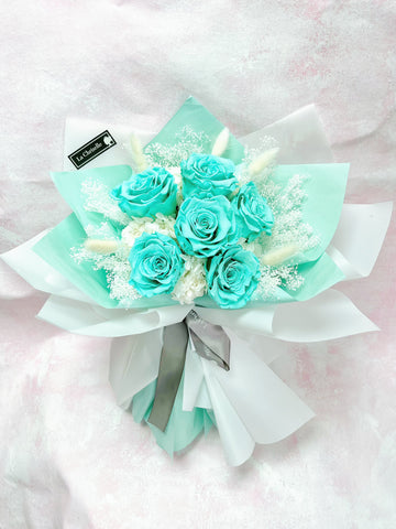 Tiffany Blue 天長地久6枝，保鮮玫瑰花永生花束  生日求婚花束Tiffany Blue Love Preserved Roses Bouquet