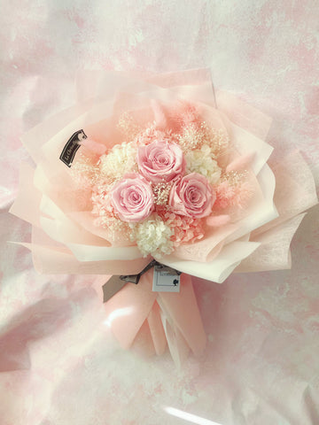 (有現貨）我愛你系列- 三枝粉紅保鮮玫瑰花束 永生花 I Love You Preserved Roses Bouquet