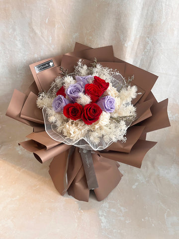 地久天長 9枝保鮮玫瑰花束｜保鮮花 永生花生日花束  preserved flower bouquet