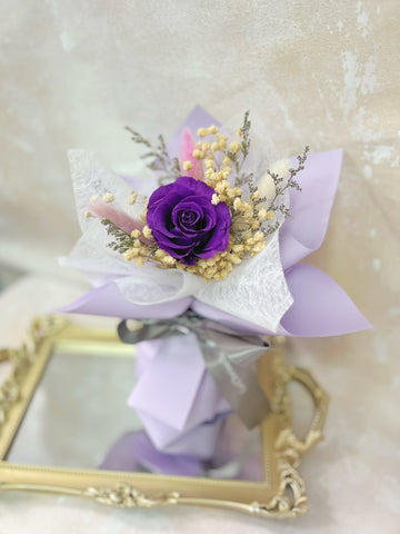 （元宵優惠）小驚喜-深情紫單枝玫瑰花束保鮮瑰花束 永生花  Mini Surprise Preserved Rose Bouquet