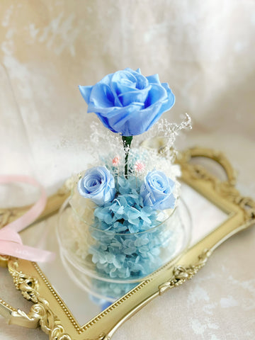 (情人節預訂）藍藍天空玫瑰花園保鮮花 Romance in Blue   Preserved Flowers