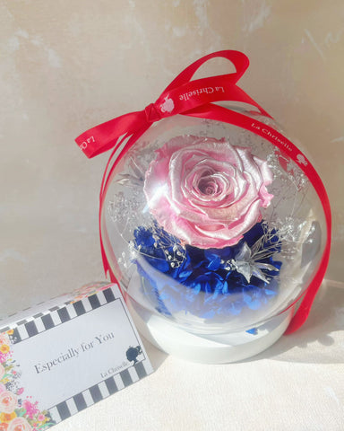閃爍玫瑰粉紅色- 夢幻水晶球保鮮花 sparkling  rose Crystal Ball Preserved Flowers