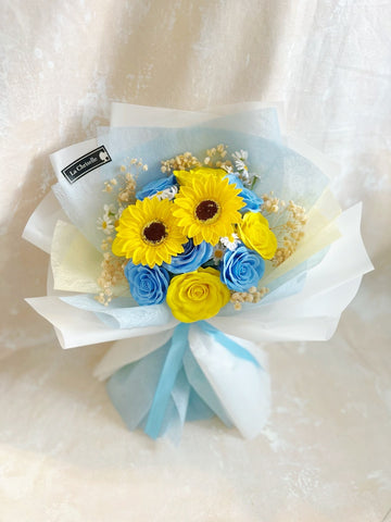 （番梘花）畢業花束系列—太陽仲夏 太陽花 玫瑰花 乾燥花束