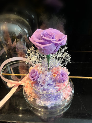 (情人節預訂) 浪漫愛情紫玫瑰花園保鮮花禮 永生花 La Romance in Purple Preserved Flowers