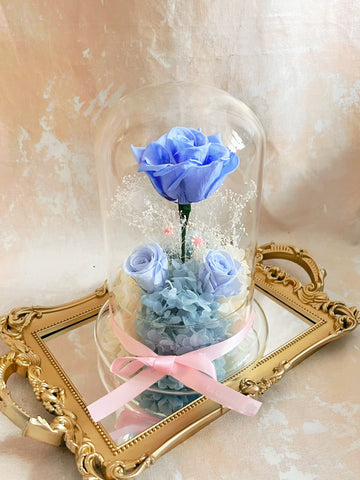 (情人節預訂）藍藍天空玫瑰花園保鮮花 Romance in Blue   Preserved Flowers
