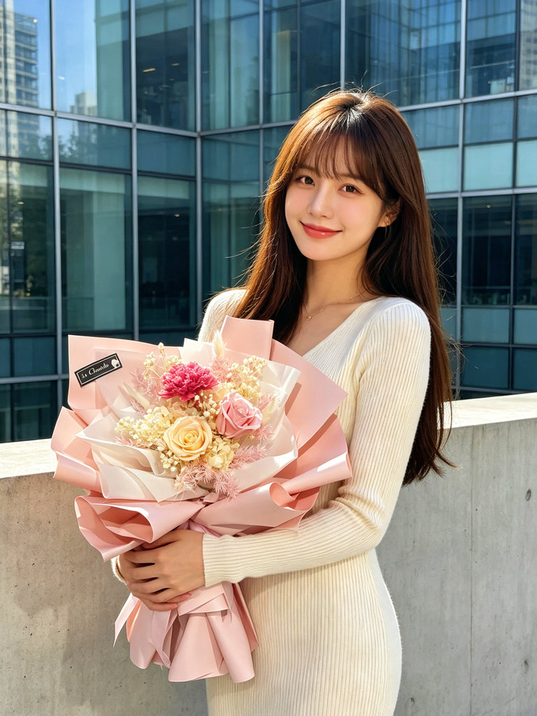 珍愛-母親節康乃馨玫瑰花保鮮花束 Mother’s Day Preserved Bouquet