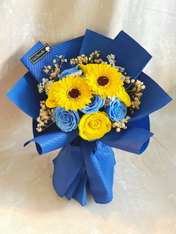 （番梘花）畢業花束系列—晴朗夏日 太陽花 玫瑰花 乾燥花束