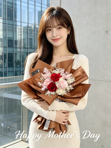 典雅媽媽-母親節康乃馨玫瑰花保鮮花束 Mother’s Day Preserved Bouquet