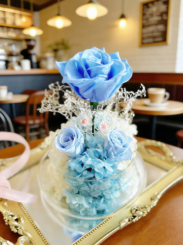 (情人節預訂）藍藍天空玫瑰花園保鮮花 Romance in Blue   Preserved Flowers